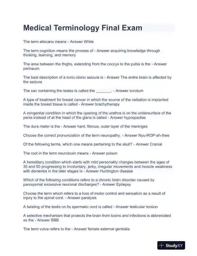 Medicine Final Exam With Answers (484 Solved Questions) - Page 1 preview image