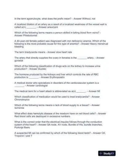 Medicine Final Exam With Answers (484 Solved Questions) - Page 5 preview image