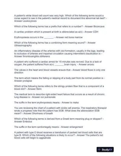Medicine Final Exam With Answers (484 Solved Questions) - Page 6 preview image