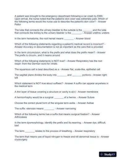 Medicine Final Exam With Answers (484 Solved Questions) - Page 8 preview image