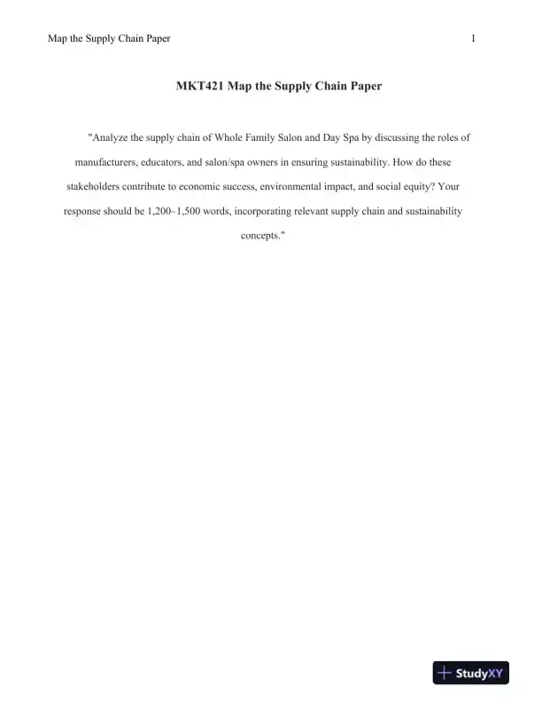 MKT421 Map the Supply Chain Paper - Page 1 preview image