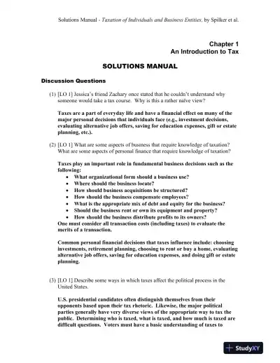 Solution Manual For McGraw-Hill's Taxation of Individuals and Business Entities 2021 Edition, 12th Edition - Page 1 preview image