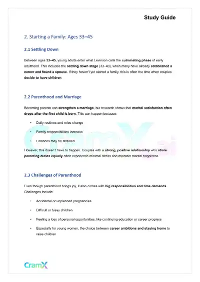 Developmental Psychology - Psychosocial Development Age 17–45 - Page 2 preview image