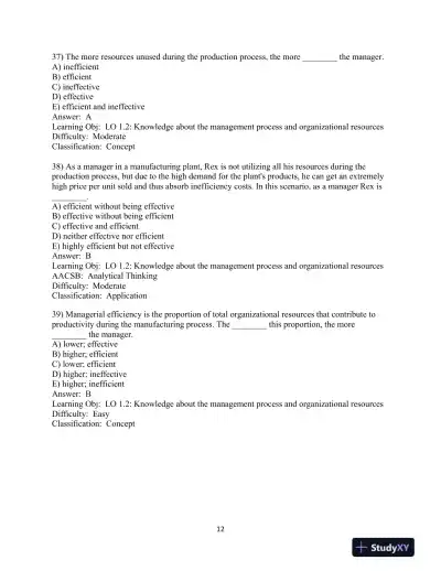 Test Bank for Modern Management, 15th Edition - Page 13 preview image