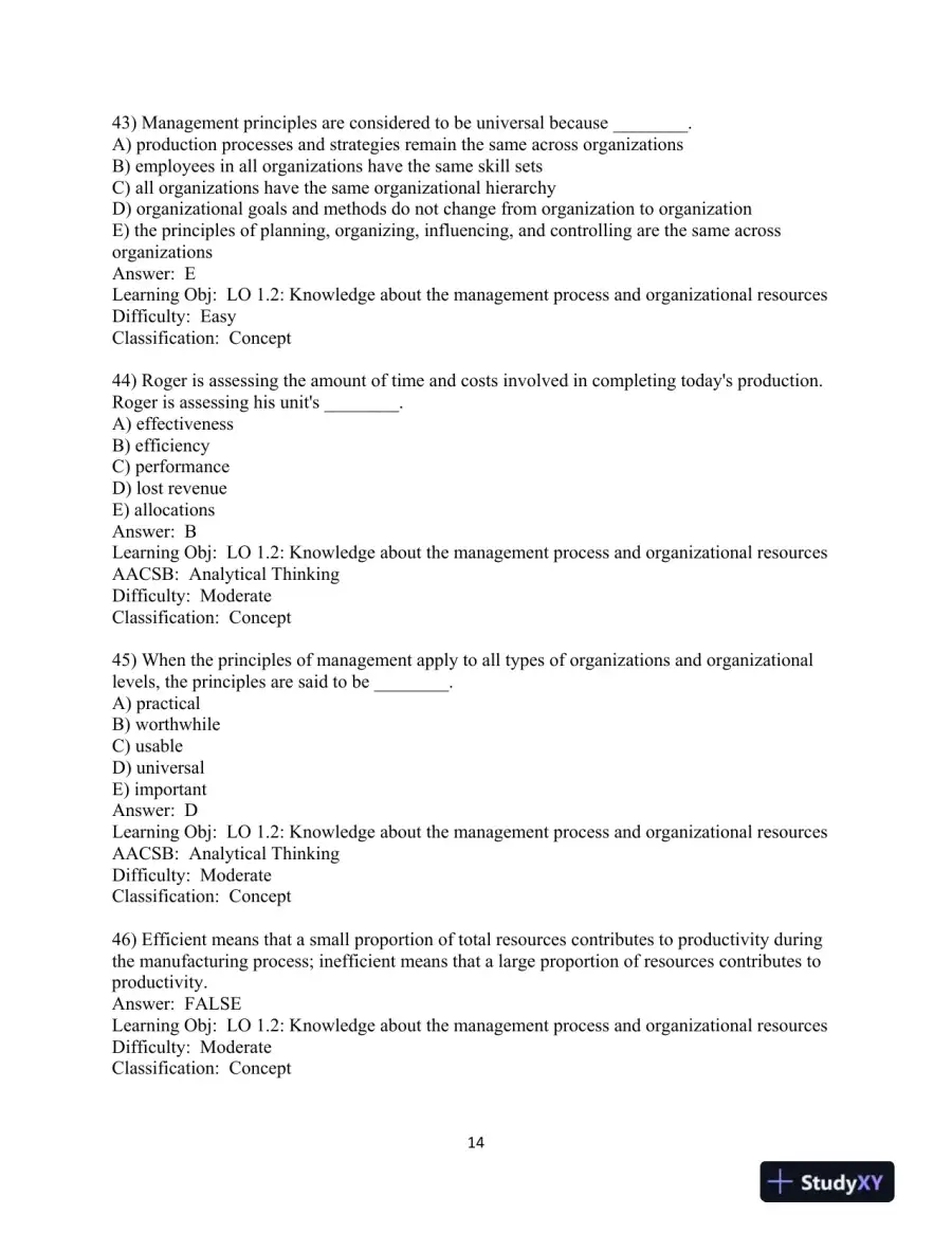 Test Bank for Modern Management, 15th Edition, page 15