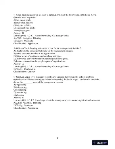 Test Bank for Modern Management, 15th Edition - Page 3 preview image