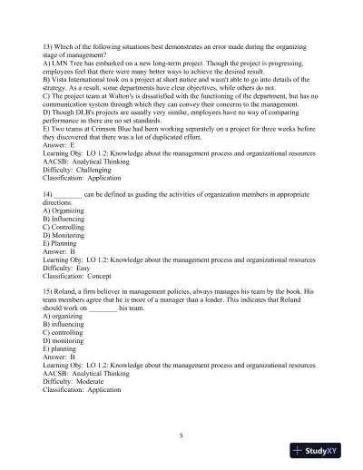 Test Bank for Modern Management, 15th Edition - Page 6 preview image