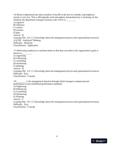 Test Bank for Modern Management, 15th Edition - Page 7 preview image