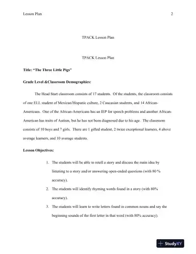 Integrating Technology and Pedagogy: A TPACK-Based Lesson Plan for Early Literacy Development - Page 3 preview image