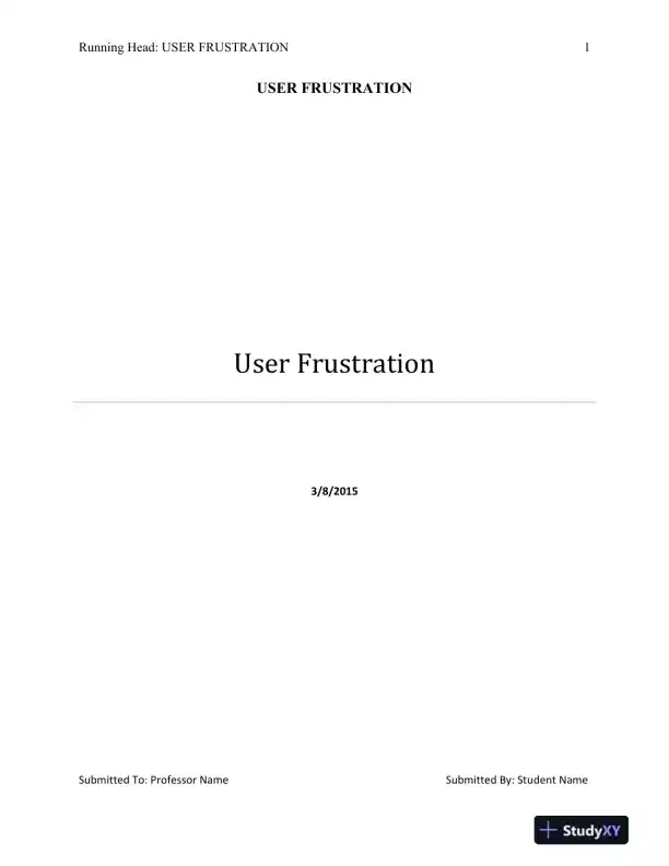 USER FRUSTRATION - Page 1 preview image
