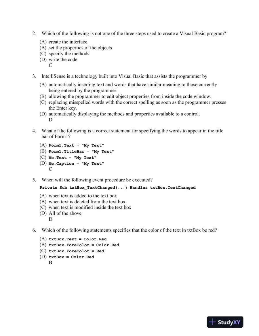 Introduction to Programming Using Visual Basic 10th Edition Test Bank, page 14