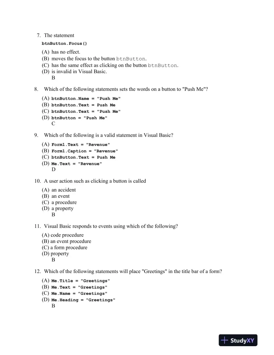 Introduction to Programming Using Visual Basic 10th Edition Test Bank, page 15