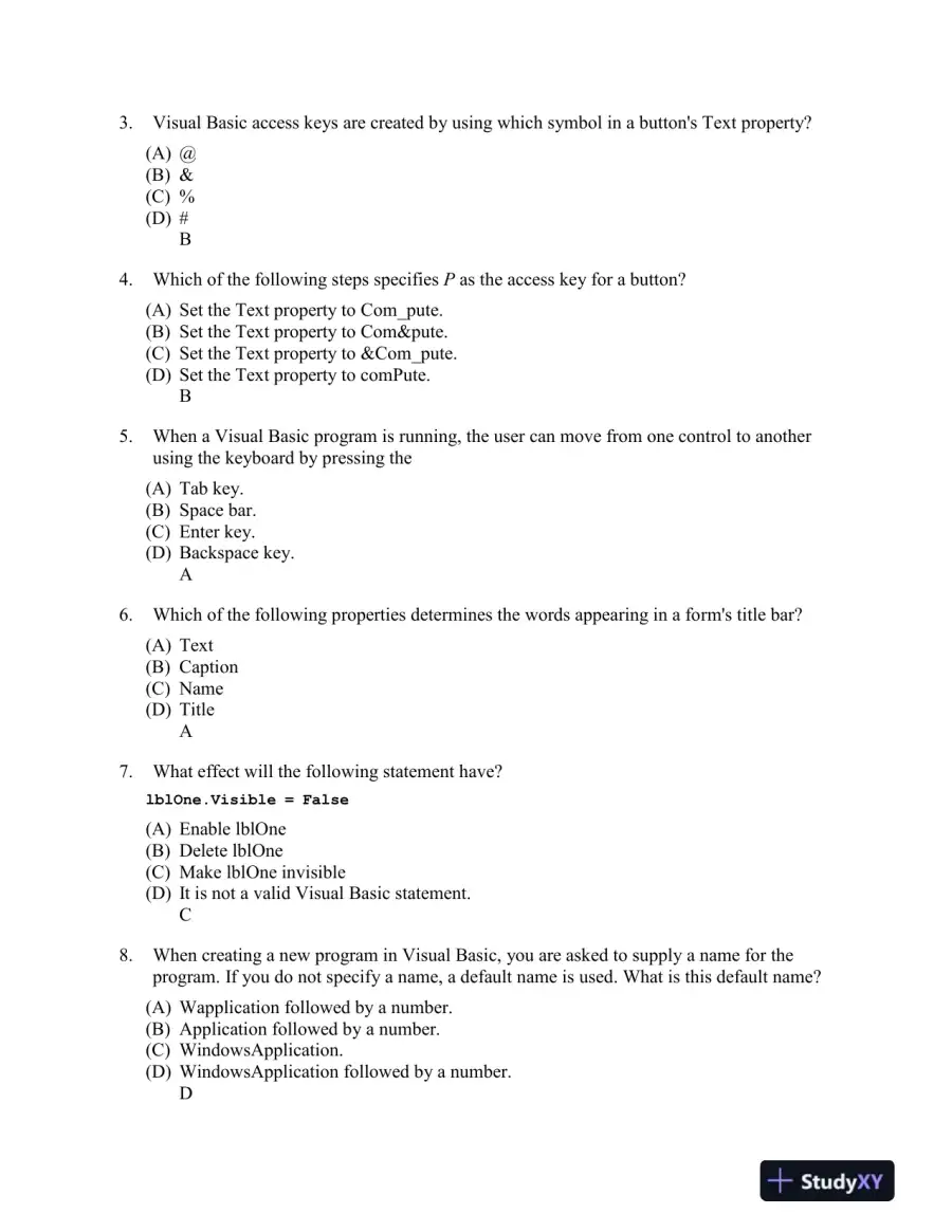 Introduction to Programming Using Visual Basic 10th Edition Test Bank, page 9
