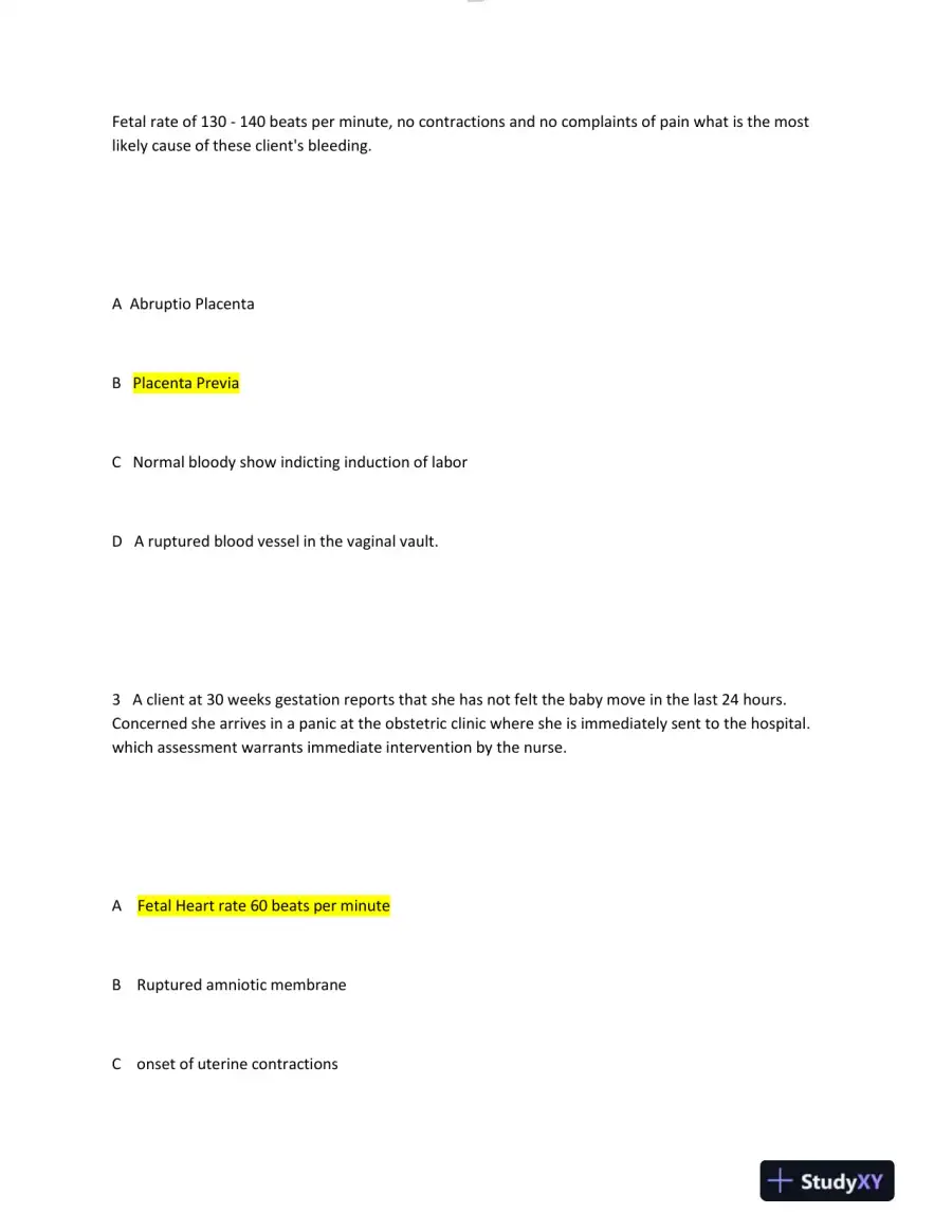 2023-2024 HESI Maternity OB Test Question Version 2 With Answers (49 Solved Questions), page 3