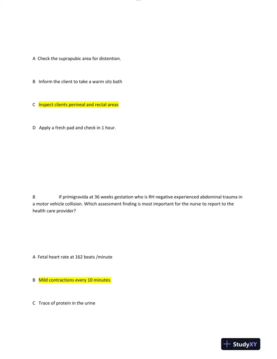 2023-2024 HESI Maternity OB Test Question Version 2 With Answers (49 Solved Questions), page 6