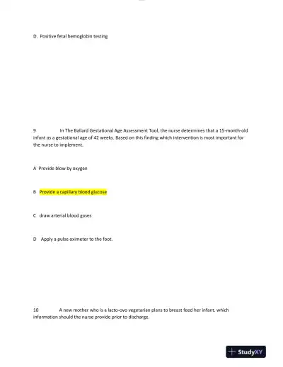2023-2024 HESI Maternity OB Test Question Version 2 With Answers (49 Solved Questions) - Page 7 preview image