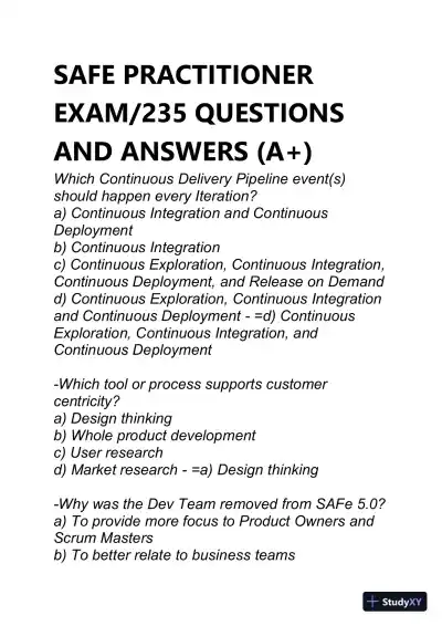 Management Safe Practitioner Exam With Answers (236 Solved Questions) - Page 1 preview image
