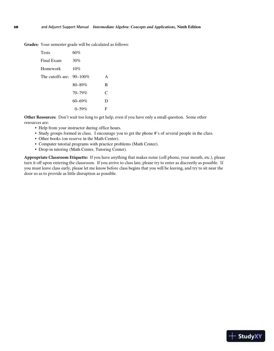 Solution Manual for Intermediate Algebra, 9th Edition, page 13