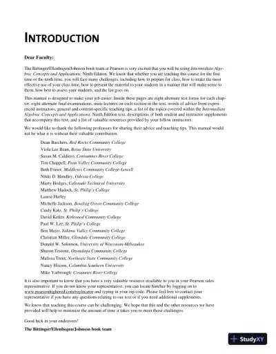 Solution Manual for Intermediate Algebra, 9th Edition - Page 3 preview image