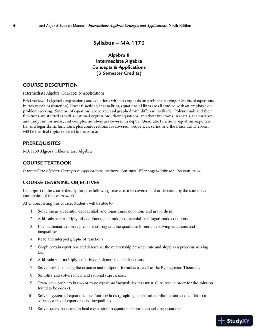 Solution Manual for Intermediate Algebra, 9th Edition, page 9