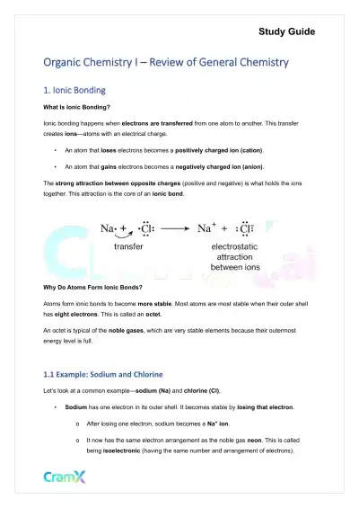 Organic Chemistry I - Review of General Chemistry - Page 1 preview image