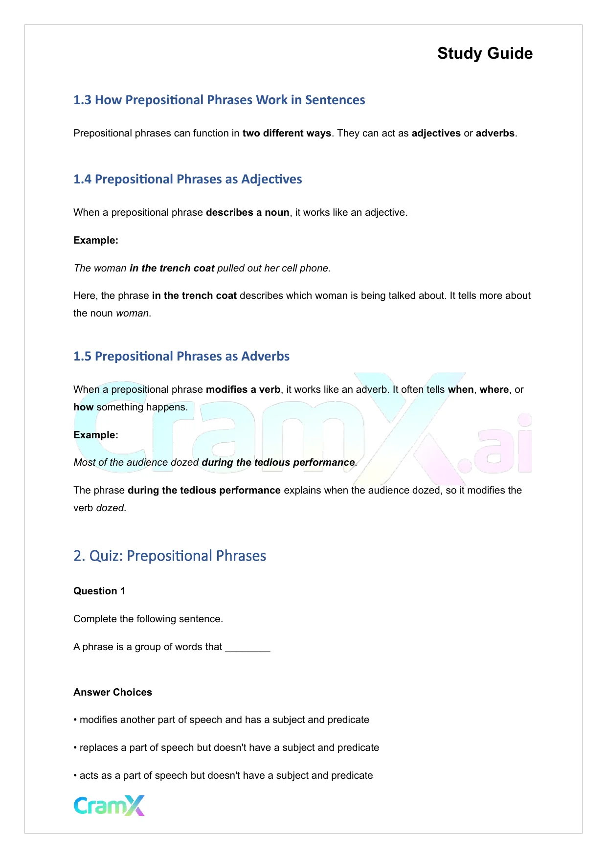 Grammar - Phrases, Clauses, and Sentences - Page 2 preview image
