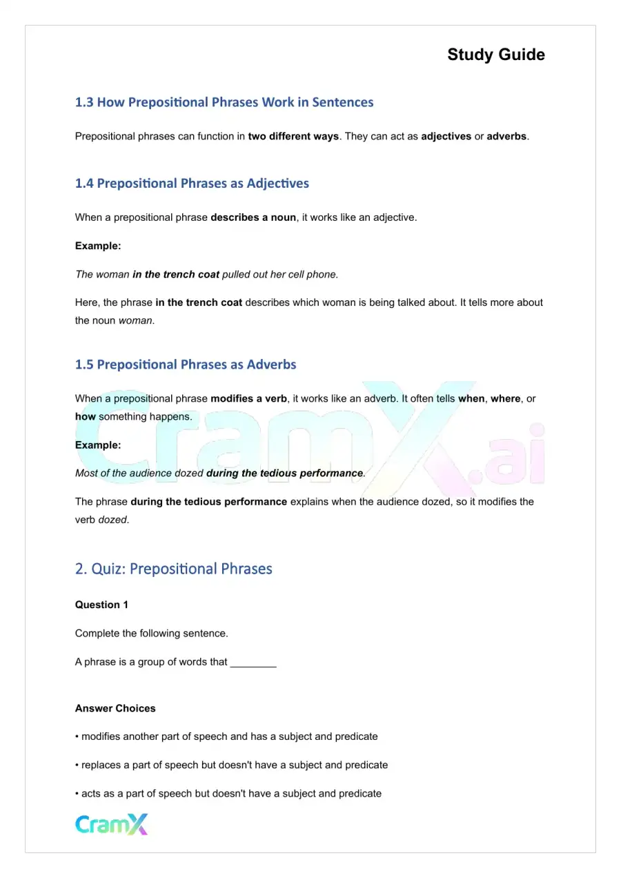 Grammar - Phrases, Clauses, and Sentences, page 2