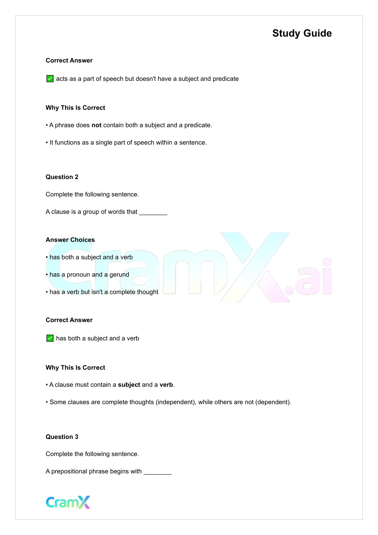 Grammar - Phrases, Clauses, and Sentences - Page 3 preview image