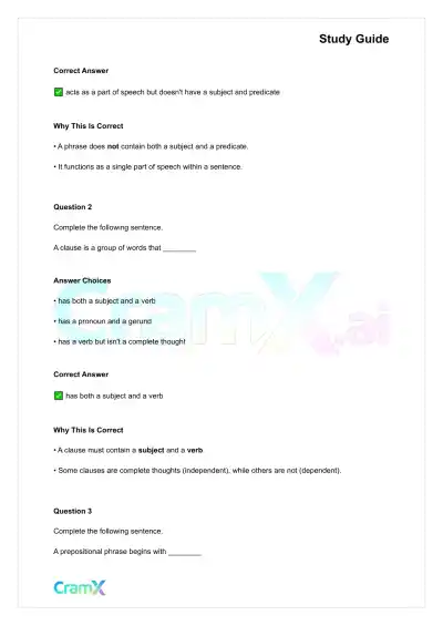 Grammar - Phrases, Clauses, and Sentences - Page 3 preview image