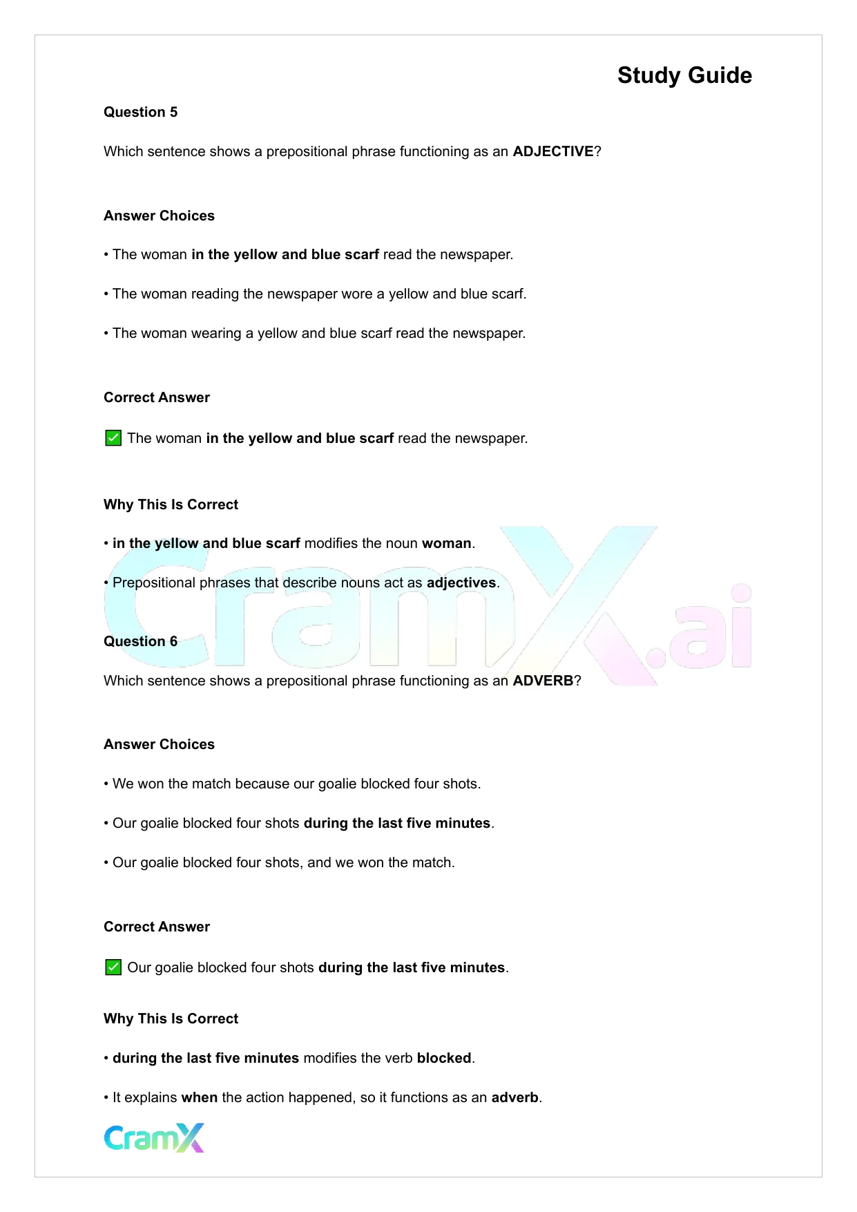 Grammar - Phrases, Clauses, and Sentences - Page 5 preview image