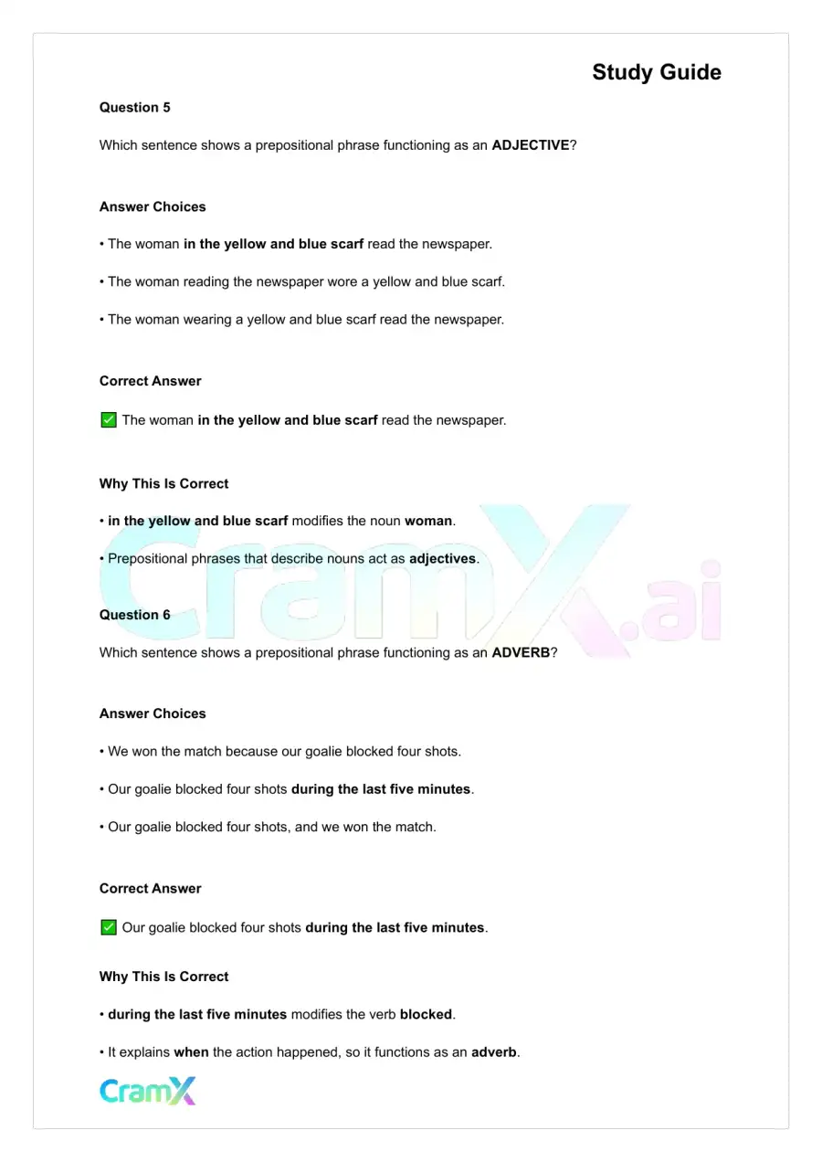 Grammar - Phrases, Clauses, and Sentences, page 5