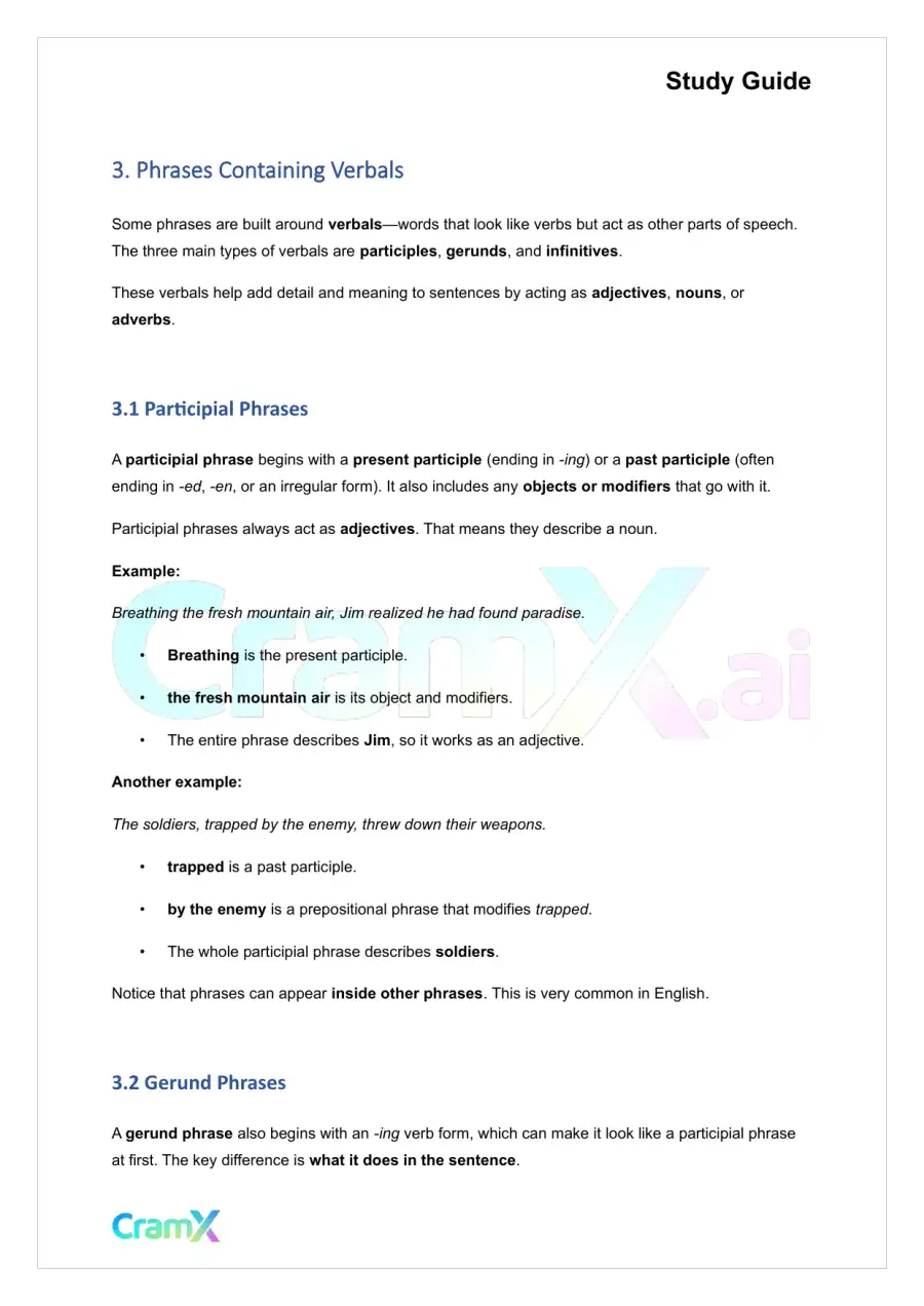 Grammar - Phrases, Clauses, and Sentences, page 6