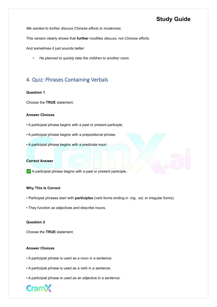 Grammar - Phrases, Clauses, and Sentences, page 9