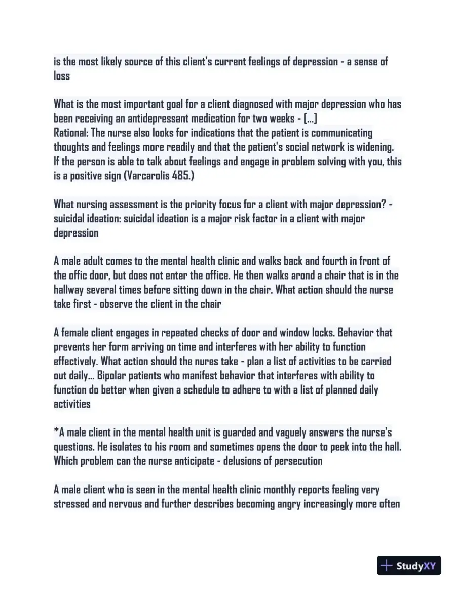 2024 HESI Mental Health Actual Exam With Answers (151 Solved Questions), page 3