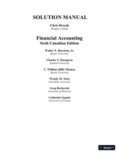 Financial Accounting, Sixth Canadian Edition Solution Manual - Page 1 preview image