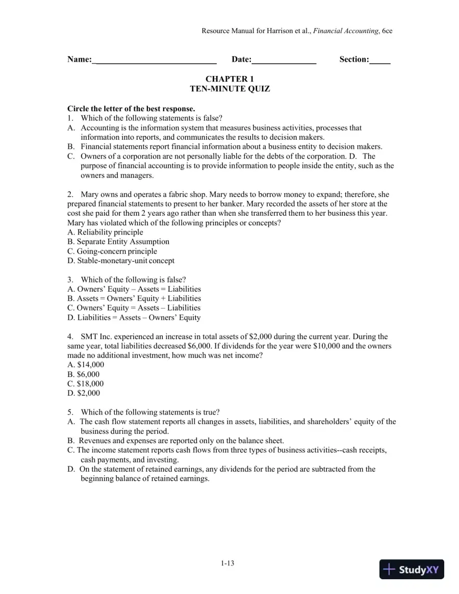 Financial Accounting, Sixth Canadian Edition Solution Manual, page 15