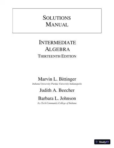 Solution Manual For Intermediate Algebra, 13th Edition - Page 1 preview image