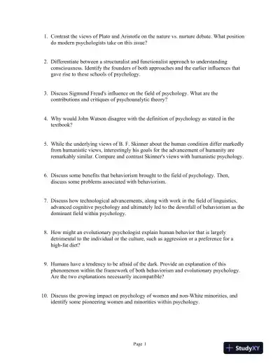 Psychology Third Edition Test Bank - Page 1 preview image