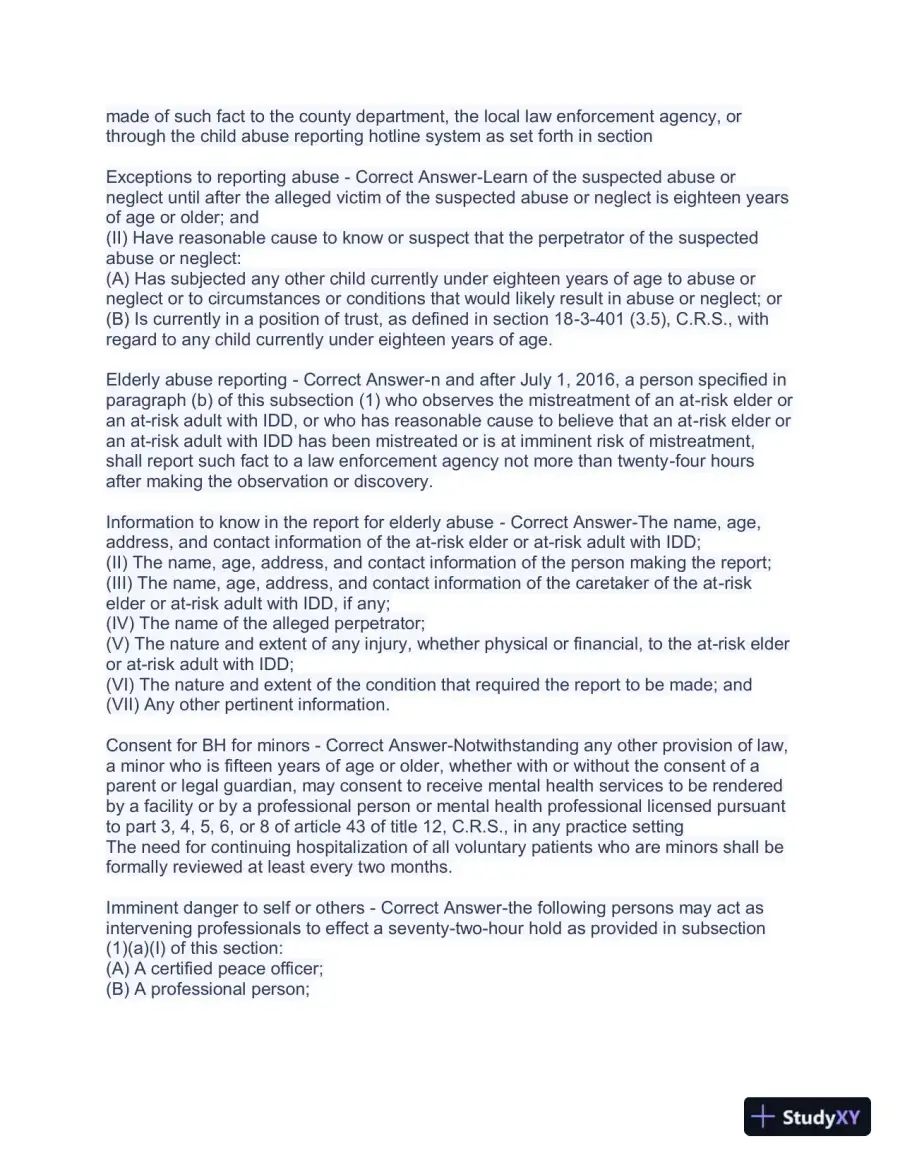 Colorado Mental Health Jurisprudence Practice Exam with Answers (40 Solved Questions), page 3