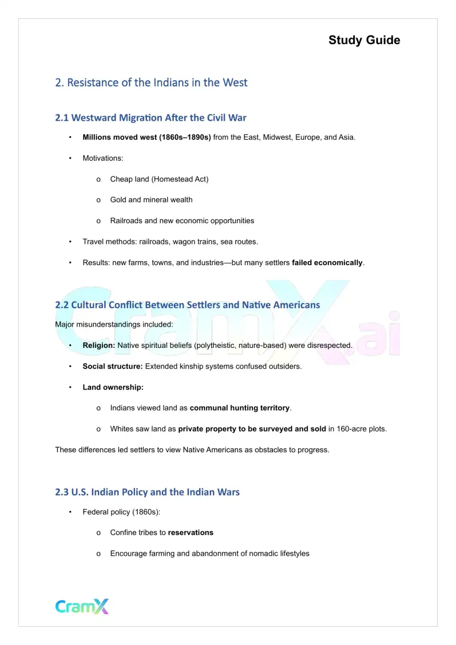 U.S. History II - Settling the West, page 3