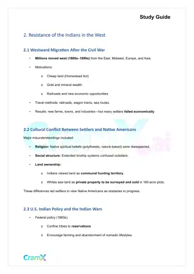 U.S. History II - Settling the West - Page 3 preview image