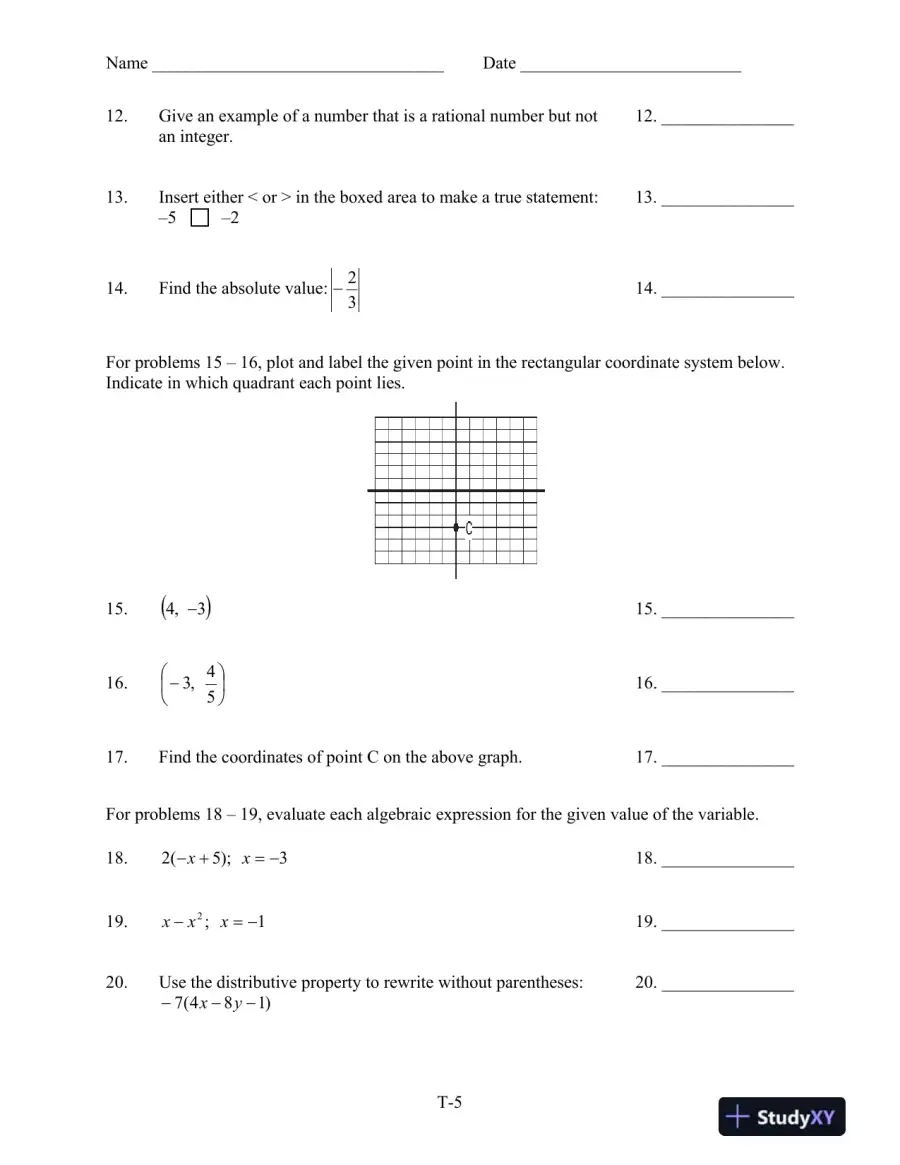 Test Bank for Introductory Algebra for College Students, 6th Edition, page 8