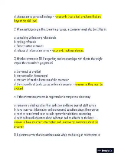 2022-2023 CADC Pharmacology Practice Exam With Answers (80 Solved Questions) - Page 4 preview image