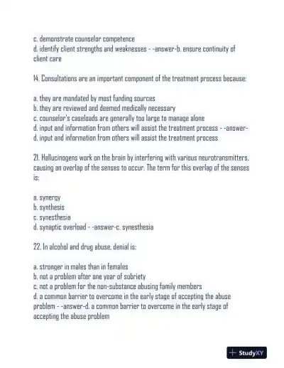 2022-2023 CADC Pharmacology Practice Exam With Answers (80 Solved Questions) - Page 6 preview image