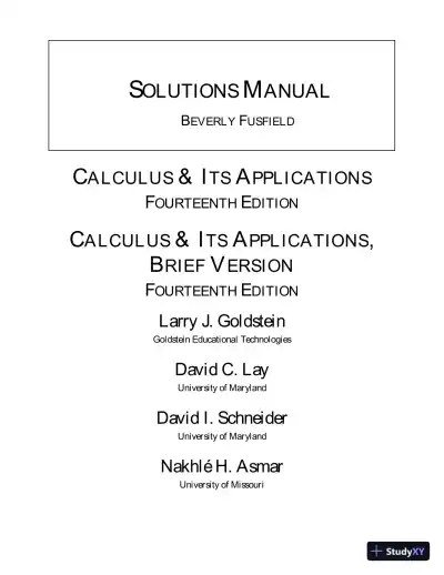 Solution Manual for Calculus and Its Applications, 14th Edition - Page 1 preview image
