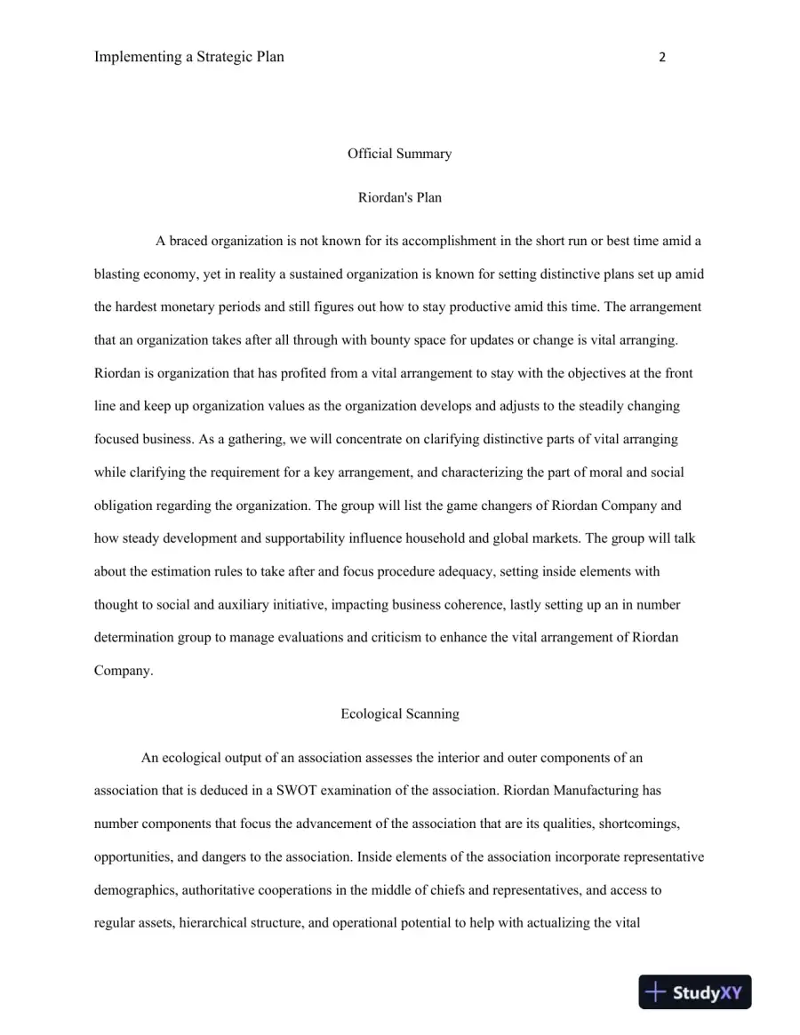 Implementing a Strategic Plan, page 3