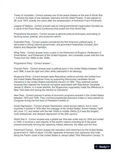 UGA History Exemption Test With Answers (394 Solved Questions) - Page 8 preview image