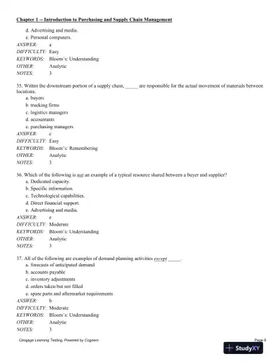 Test Bank For Purchasing And Supply Chain Management, 6th Edition - Page 10 preview image