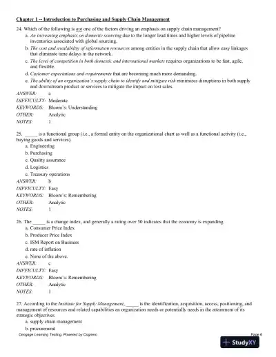 Test Bank For Purchasing And Supply Chain Management, 6th Edition - Page 7 preview image