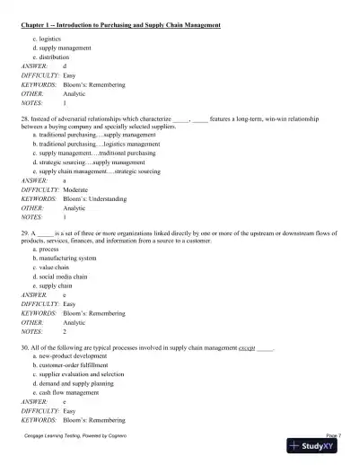 Test Bank For Purchasing And Supply Chain Management, 6th Edition - Page 8 preview image